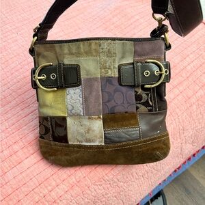 Coach Brown and Tan Shoulder Bag